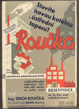 Ing. ERICH ROUČKA - SAMOČINNÉ PATENTOVANÉ KOTLY. Reklamní leták. / před r. 1948.