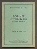 SLUŽEBNÍ JÍZDNÍ ŘÁD. Vršovice-Nusle - Č. Budějovice. 1939.