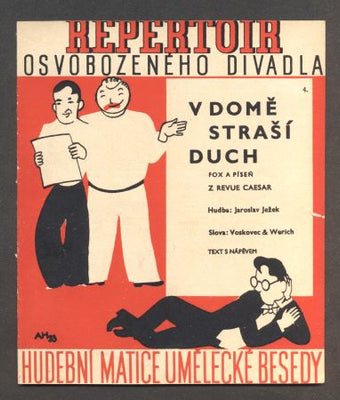 Hoffmeister - JEŽEK; JAROSLAV: V DOMĚ STRAŠÍ DUCH  - 1933. Slova Voskovec a Werich; Obálka HOFFMEISTER. Osvobozené divadlo. Z revue Caesar. /w/