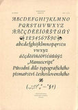 Vzorník písma - MANUSCRIPT ROMANA. - 50. léta. OLDŘICH MENHART. Grafotechna.