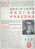 LOOS; ADOLF: ŘEČI DO PRÁZDNA. - 1929. Edice ARS sv. 9.