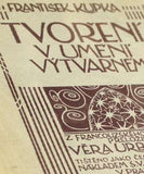 KUPKA; FRANTIŠEK: TVOŘENÍ V UMĚNÍ VÝTVARNÉM. - 1923. 1. vyd. Obálka; úprava a ilustrace FRANTIŠEK KUPKA.