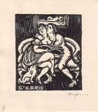 EXLIBRIS - EROTIC. - HOFBAUER. Dřevoryt (wood engraving).