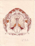 EXLIBRIS. - M. DELEV. 1920. Bar. litografie (color litography); sign.