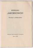 ROMANU JAKOBSONOVI. Pozdrav a díkůvzdání. - 1939.