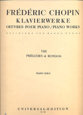 CHOPIN, FRÉDÉRIC: KLAVIERWERKE. - před r. 1930. VIII. Préludes.